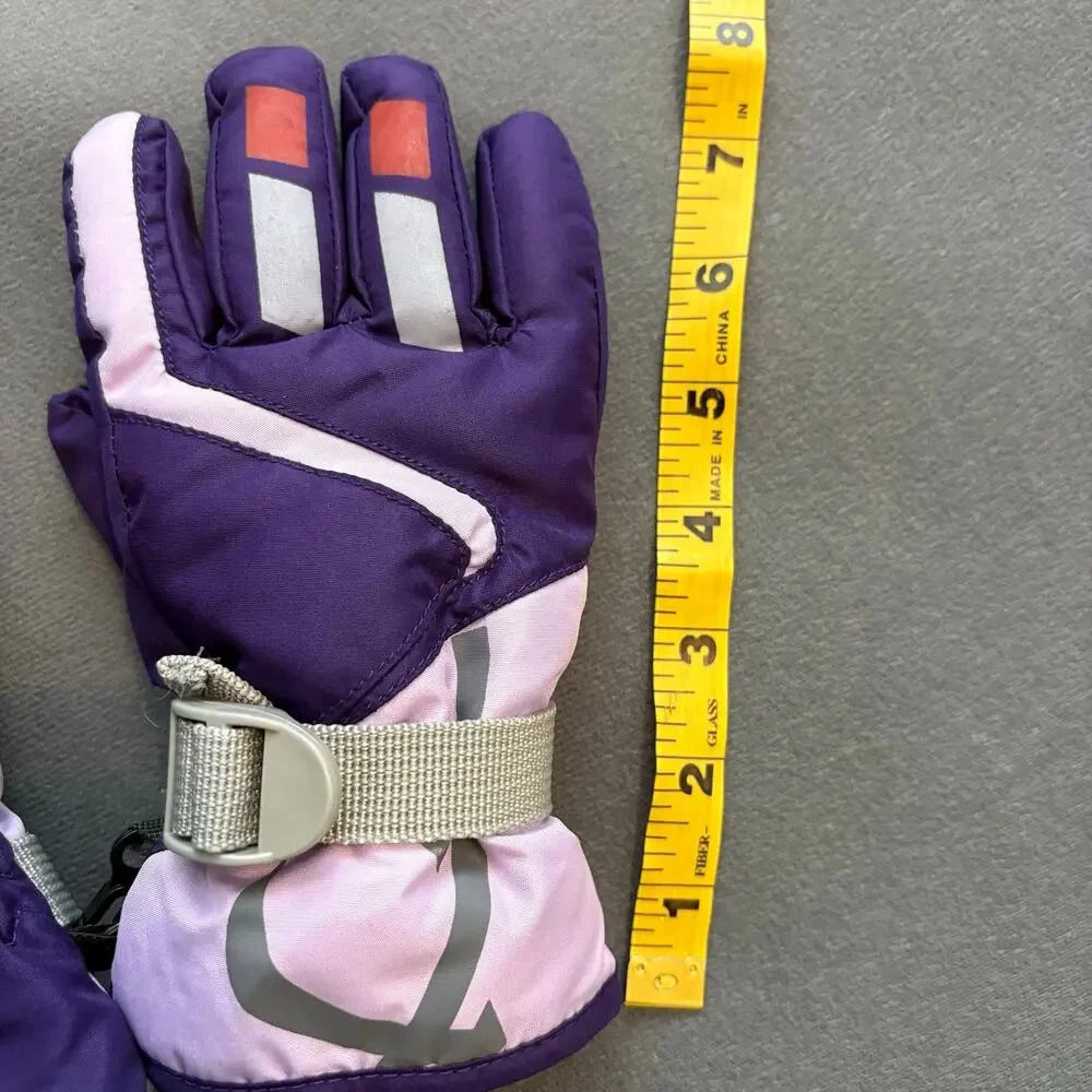 Kids Purple Winter Gloves Adjustable Snow Ski Small
